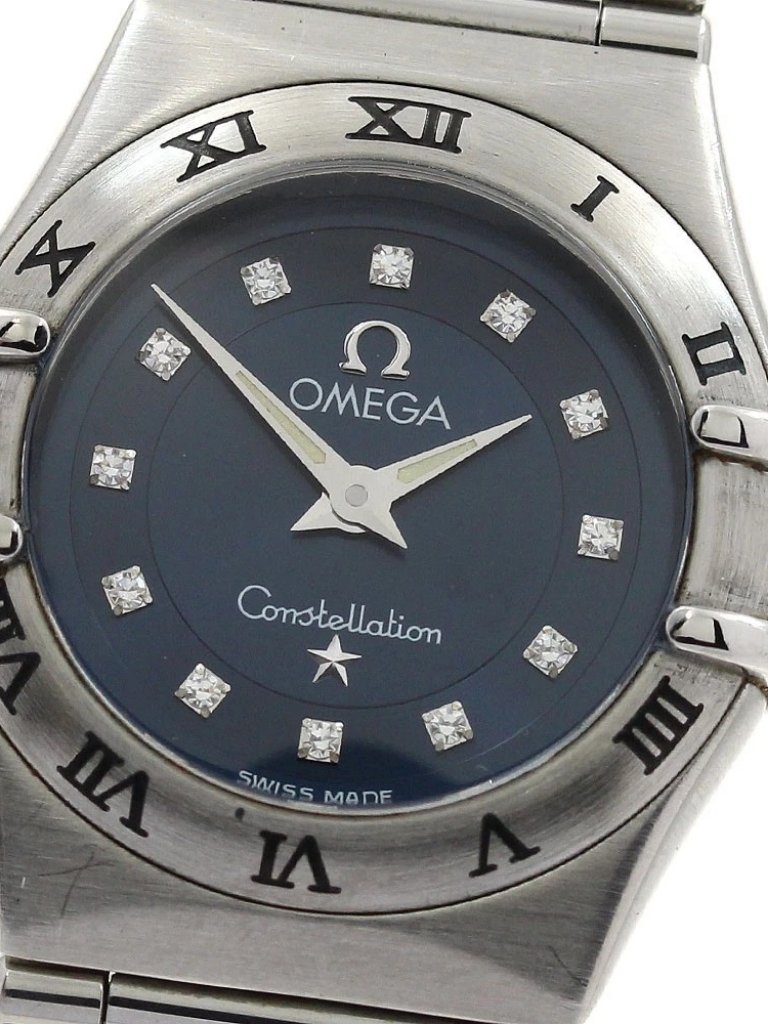 Omega Constellation 156385 12p Diamond Navy Dial Quartz Ladies Watch900973
